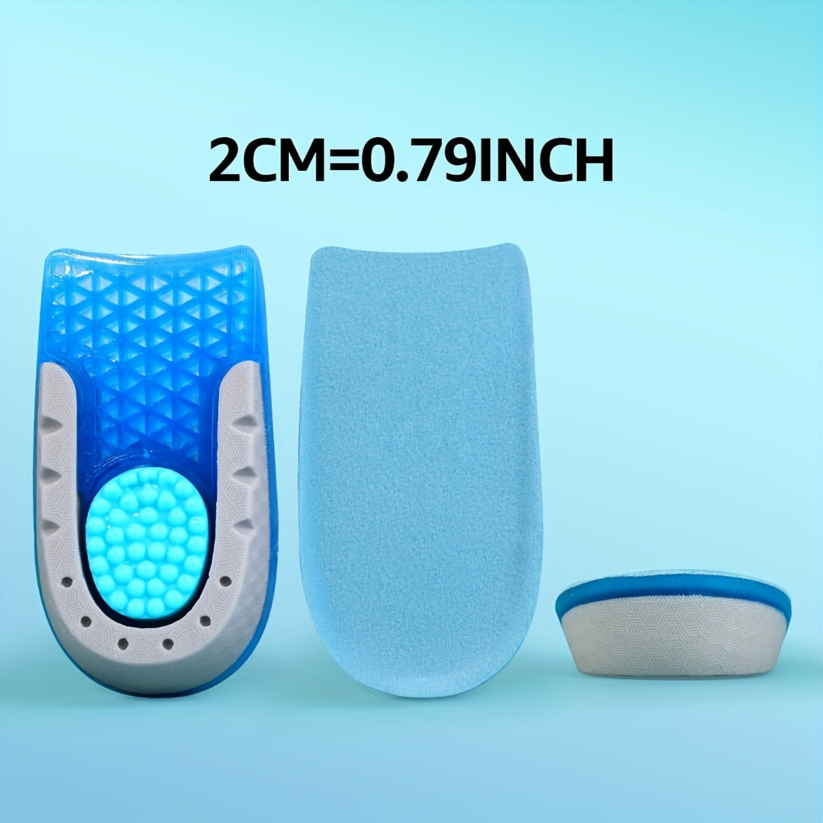 Unisex TPE Heel Lift Insoles 2cm Shock Absorbing Sports and Dress Shoes