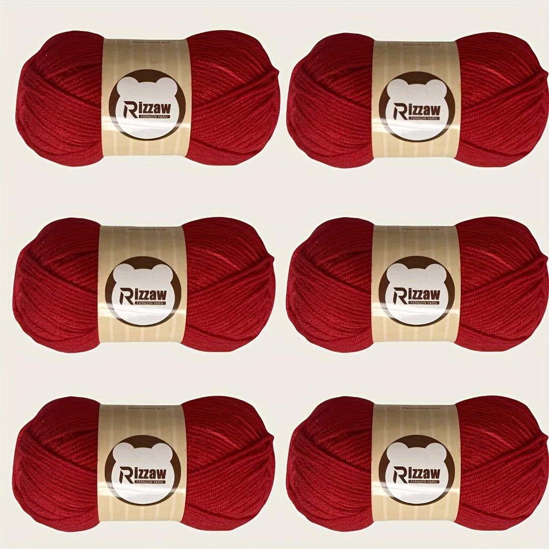 6 Pieces of 50g Soft Acrylic Yarn for Crocheting and Knitting, Assorted Colors