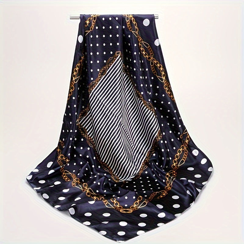Lightweight Satin Polka Dot Scarf 88.9cm Square Faux Silk Fashion Accessory