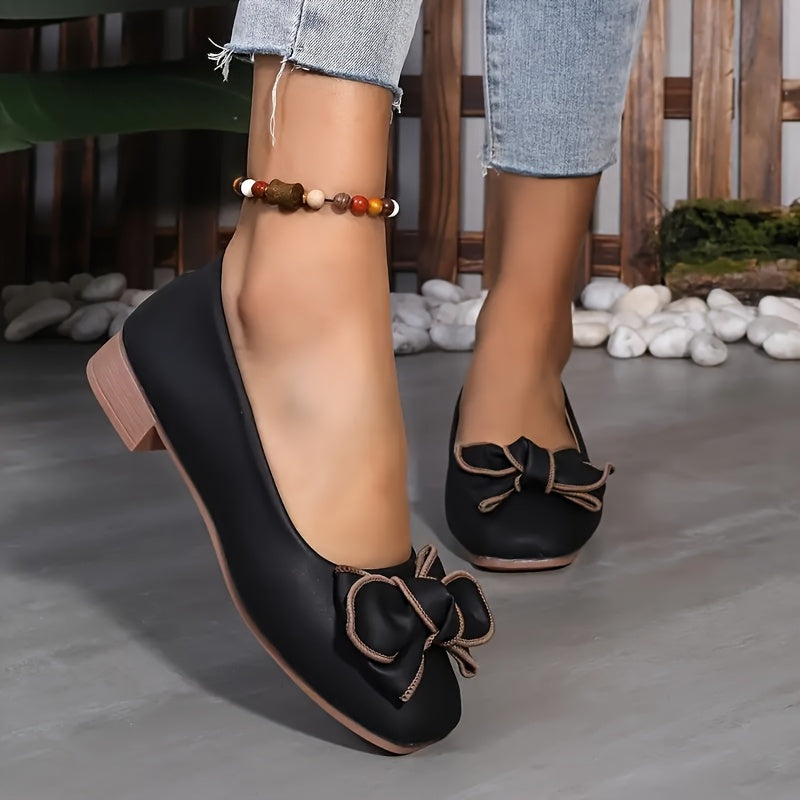 Women's French-Inspired Mary Jane Ballet Flats with Bow, Soft Sole