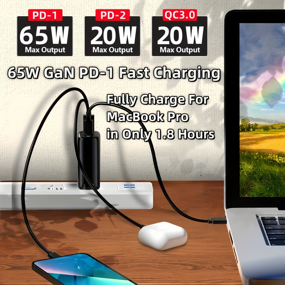 85W GaN Charger with PPS PD QC 3.0/4.0 USB-C Fast Charging for Multiple Devices EU Plug