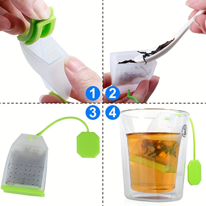 Silicone Tea Infusers Set of 6 Reusable Loose Leaf Tea Bags with Long Rope