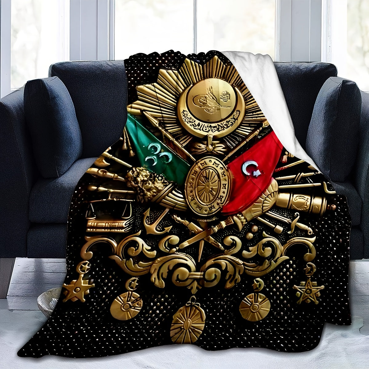 Emblem Throw Blanket Flannel Fleece Cozy Decorative Sofa Bed Travel Lightweight Warm