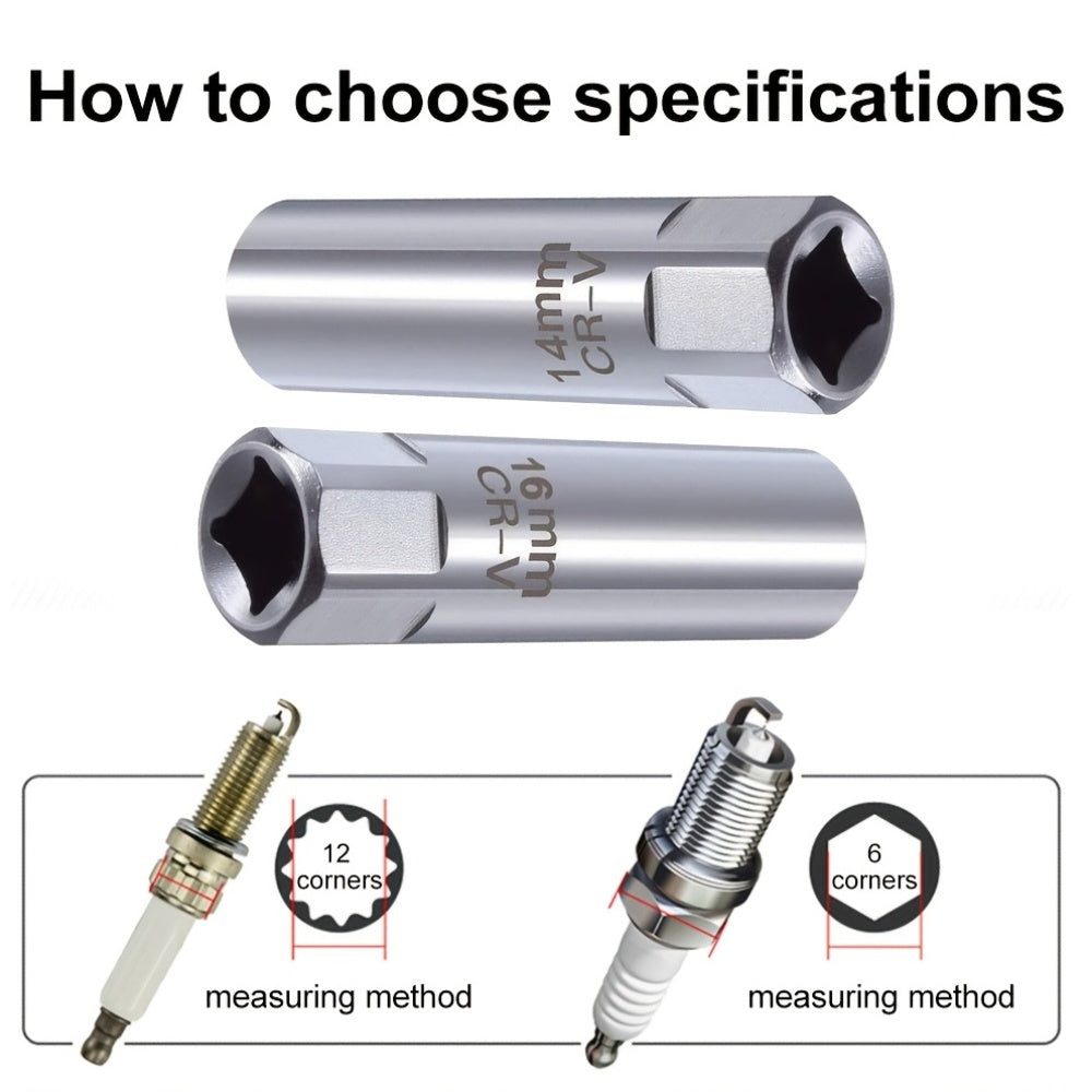 Universal Steel 2-in-1 Magnetic Spark Plug Socket Wrench 14mm 16mm