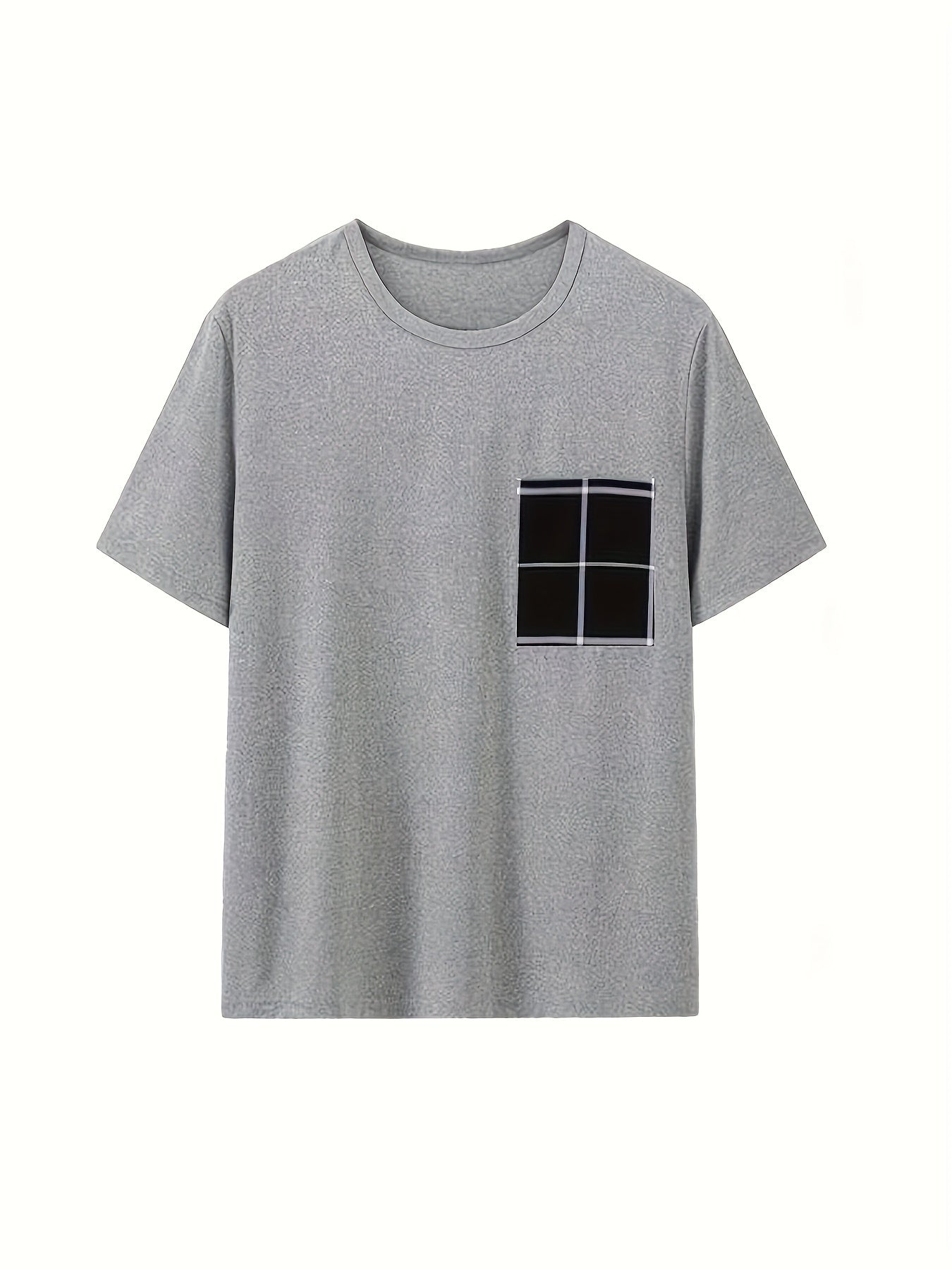 Мужской 3-частный комплект пижамы черный и белый, полиэстеровая смесь, короткий рукав, футболка в клетку, карман