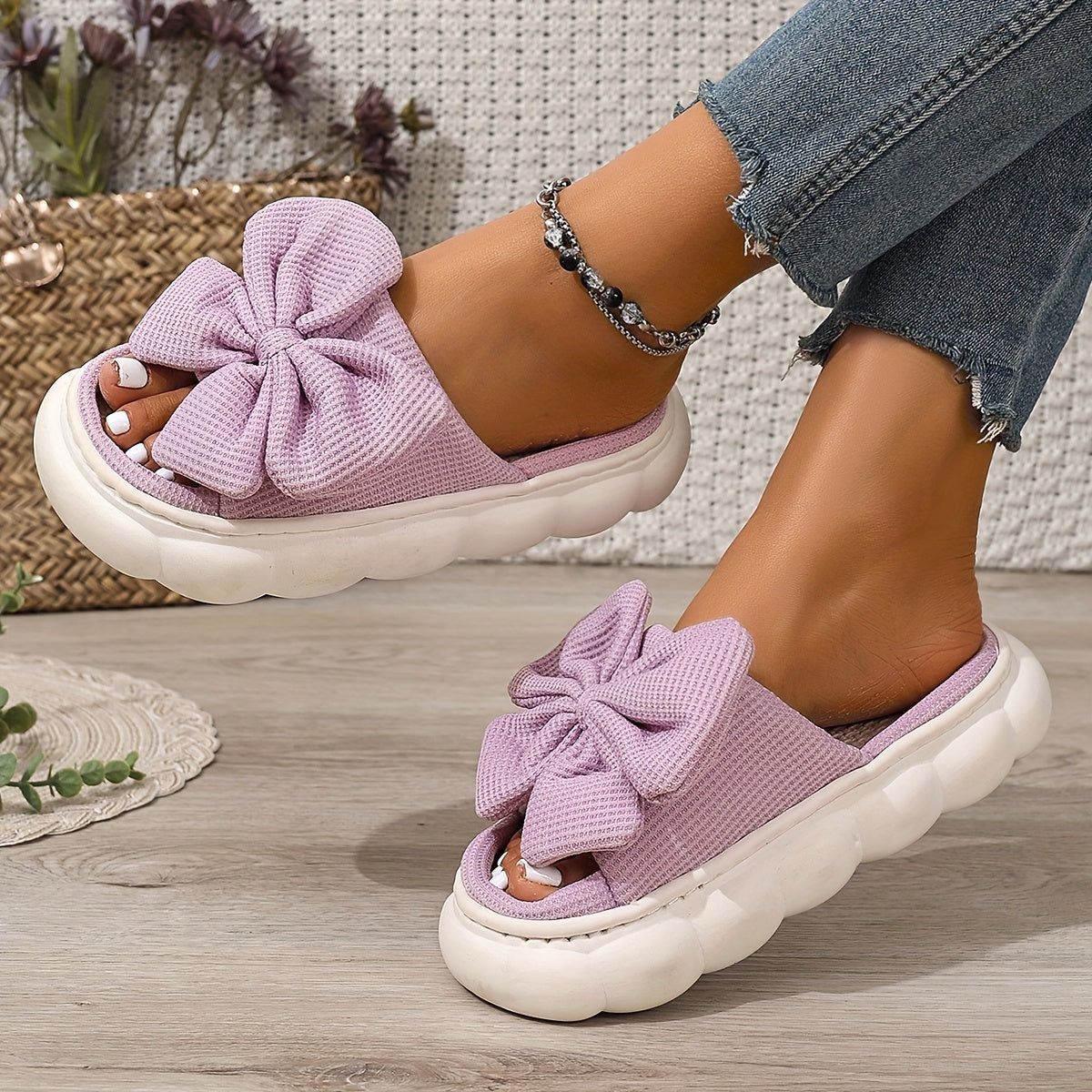 Women's Slippers Breathable Non-Slip Indoor Shoes Soft Thick Sole