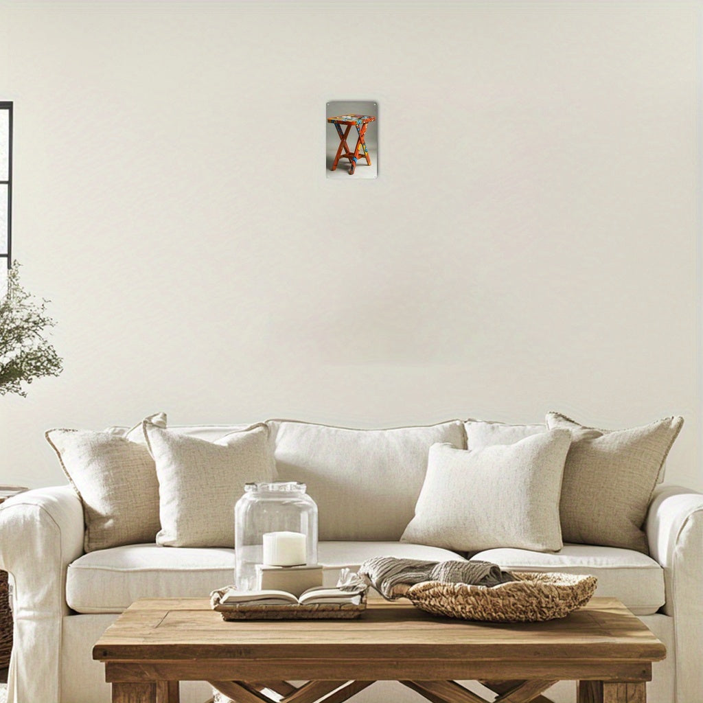 Pop Art-ga bag'ishlangan alyuminiy egiluvchan stol, devorga osish uchun kvadrat dizayn, ko'chma va ko'p maqsadli, oson sayohat va zamonaviy ko'rsatish uchun vertikal dizayn.