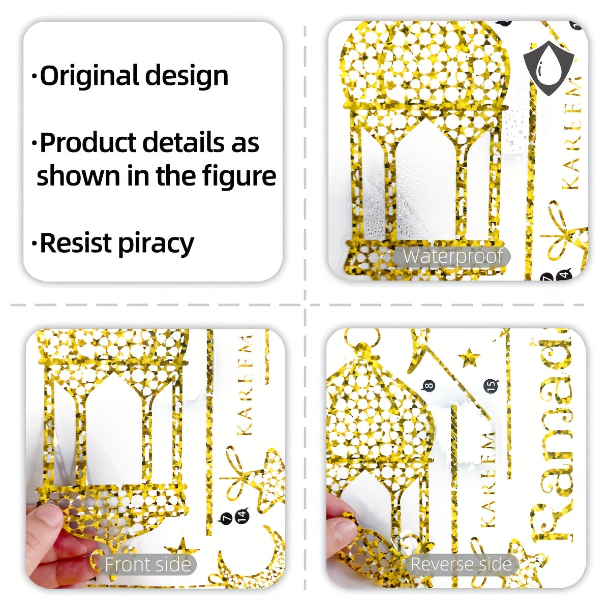 Ramadan Lantern Moon Window Decals Pack of 2 Reusable PVC Stickers