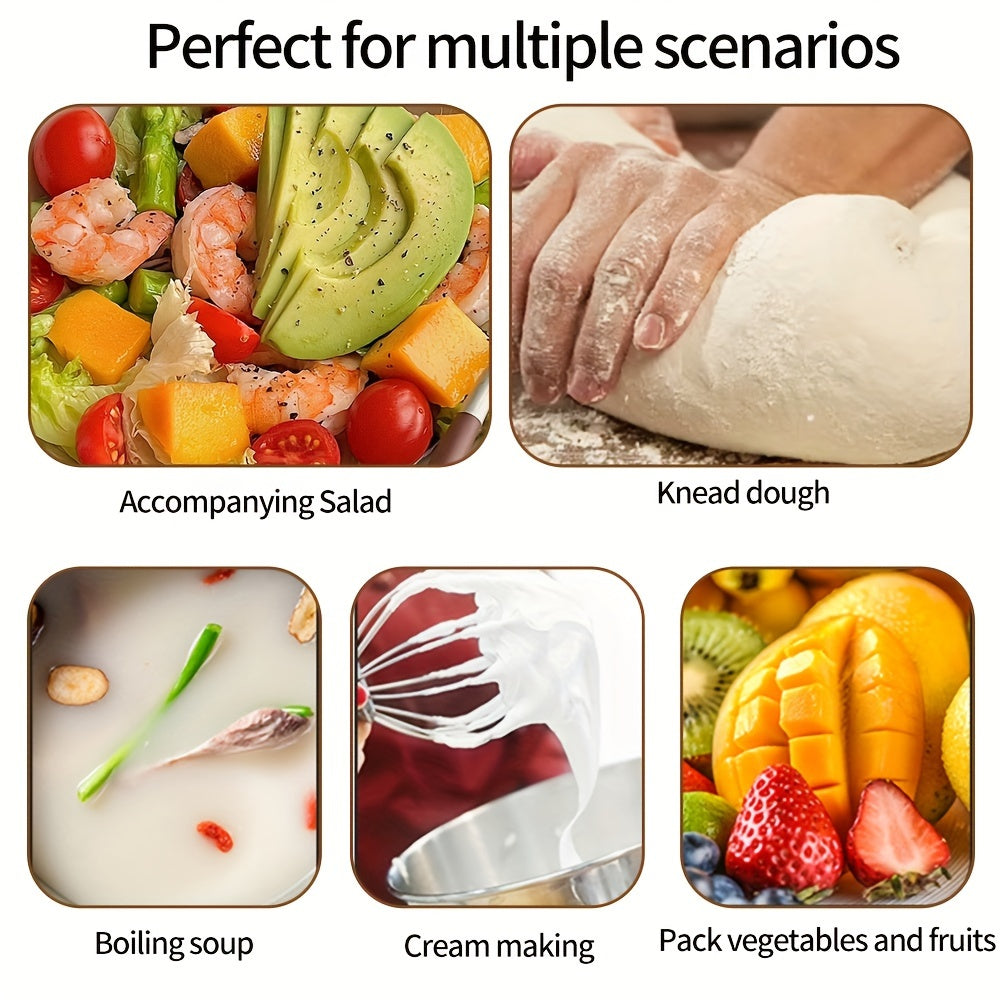 Set of 3 Stainless Steel Food Strainers with Silicone Handles and Measuring Container