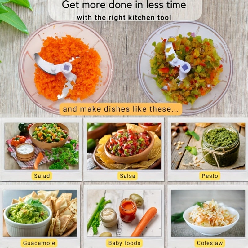 Hand Operated Food Chopper, Durable ABS, Vegetable, Nut, Herb Cutter