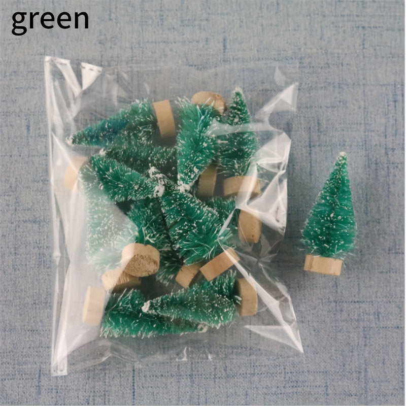 12 Mini Christmas Tree Decorations Fir and Pine for Tabletop and Home Decor