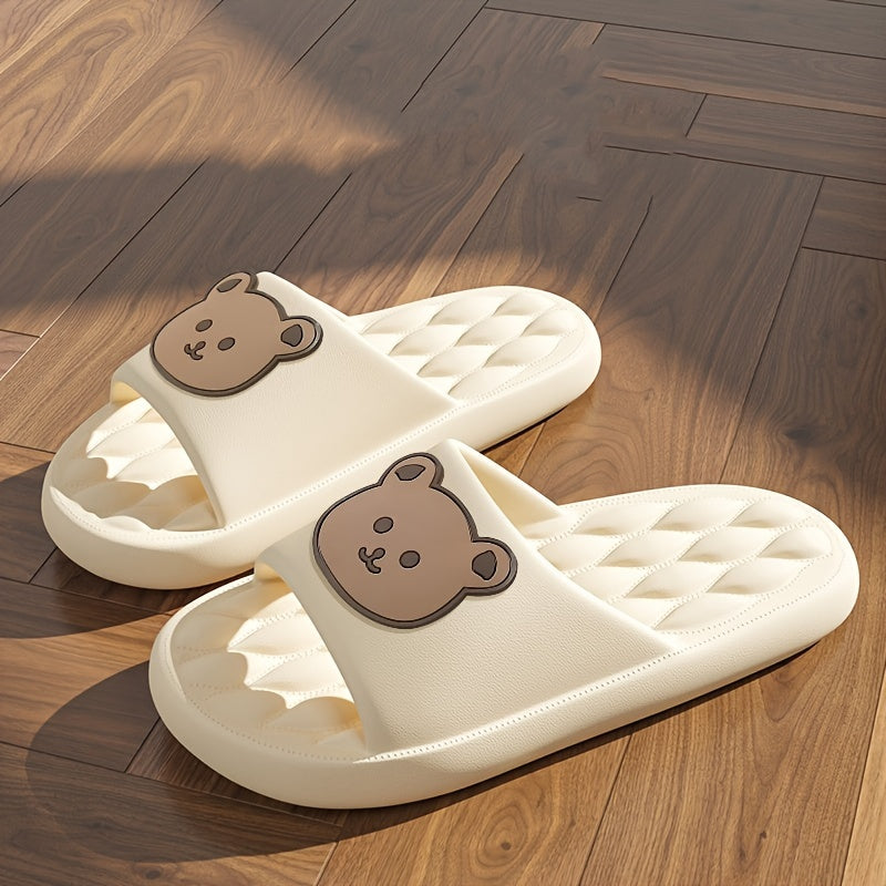 Мультяшный дизайн медведя EVA тапочки для пар, нескользящие, легкие, для дома и улицы, лето, повседневные, бежевые и коричневые