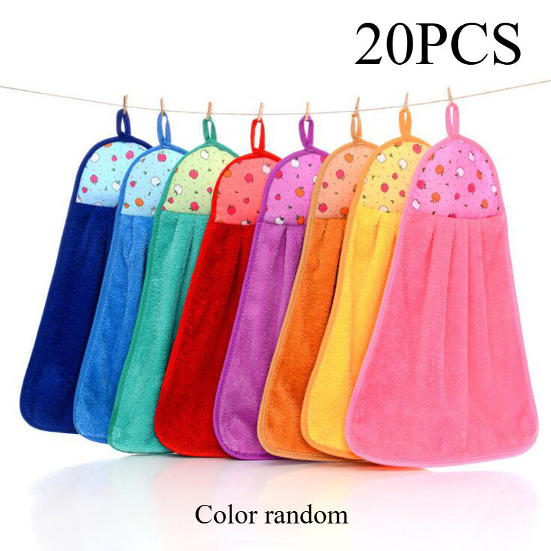 5/10/20 ta Koral Fleece Oshxona Qo'l Sochiqlari, Juda Yumshoq va Singdiruvchi, To'kilmaydigan, Zamonaviy Patchwork Uslubi, To'qilgan Polyester 100%, 57gsm, Uy va Mehmonxona Tozalash Ta'minotlari uchun Ideal.