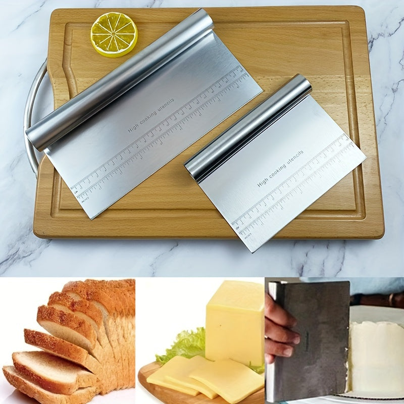 Stainless Steel Cake Scraper and Silicone Pastry Mat Set for Baking and Icing