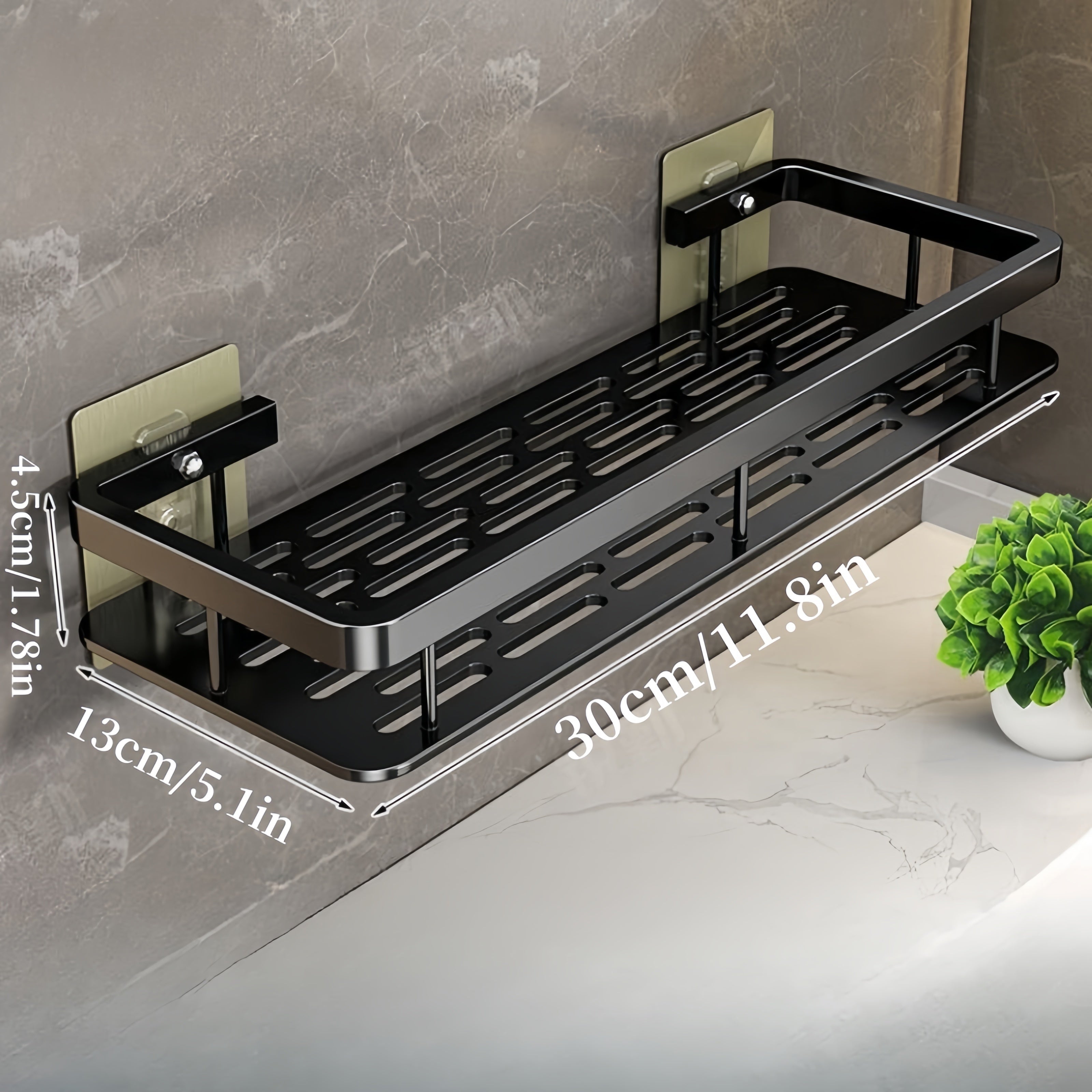 Wall Mounted Bathroom Storage Rack No Drilling for RV Showers