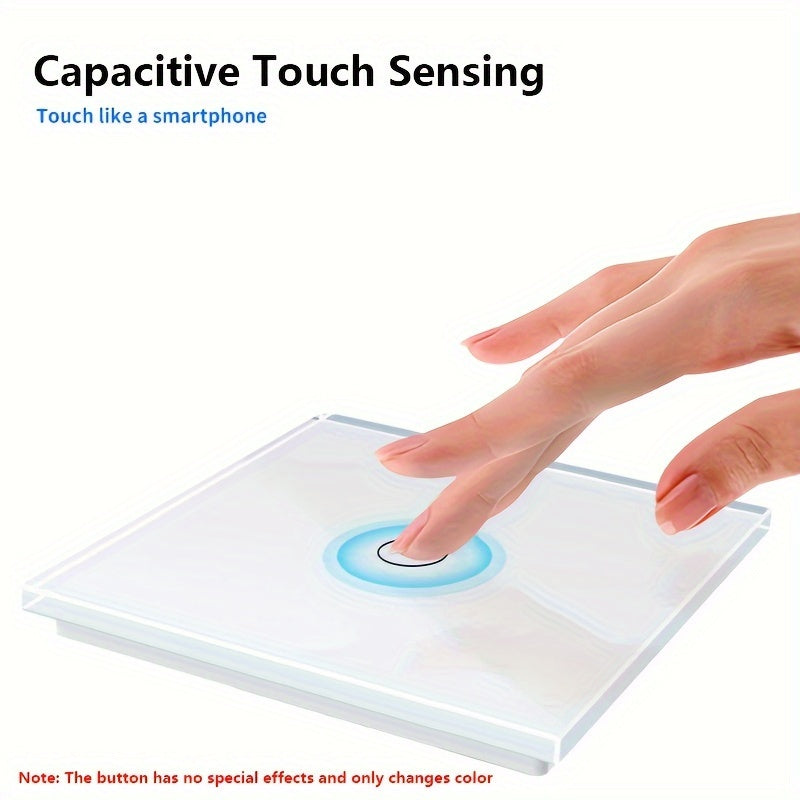 Smart Touch Wall Switch WiFi App Control Tempered Glass 86mm Single or Zero Wire Replacement in White or Golden