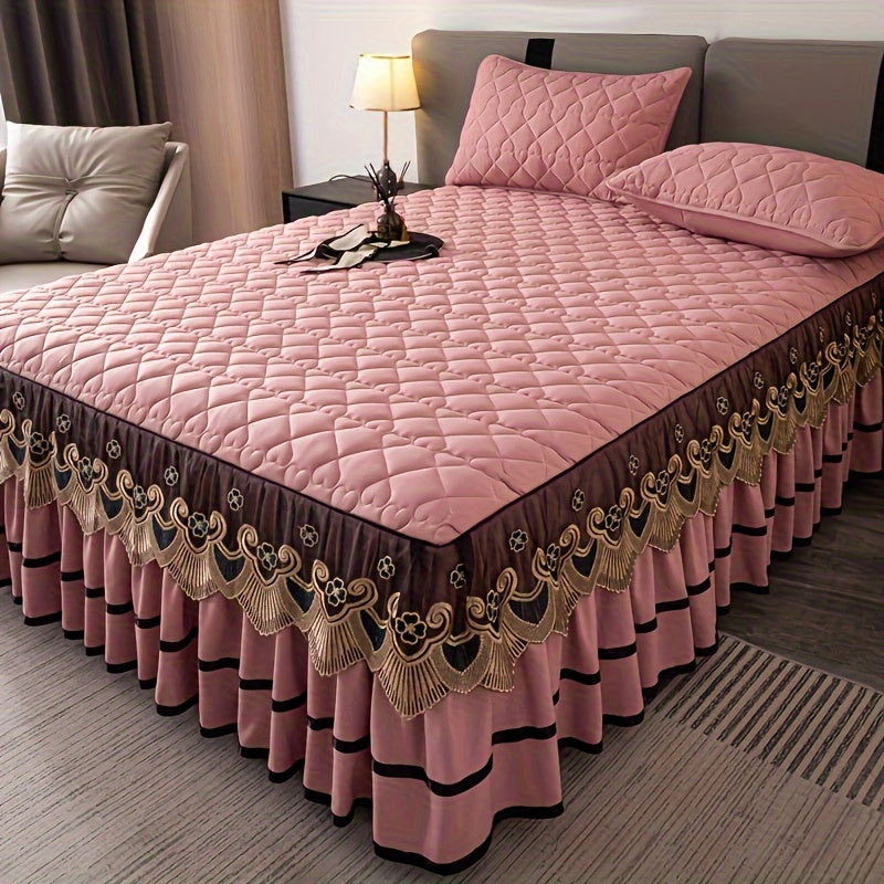 3 ta luks toʻqilgan shabada o'tkazuvchi, bir xil rangdagi yostiq qoplamali to'shak to'plami bilan to'shak qoplamasi to'plami