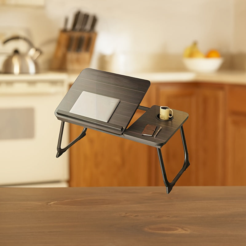 Moslashuvchan bukadigan noutbuk stoli oq va qora, 5 balandlik sozlamalari bilan, uy, yotoqxona, ofis uchun