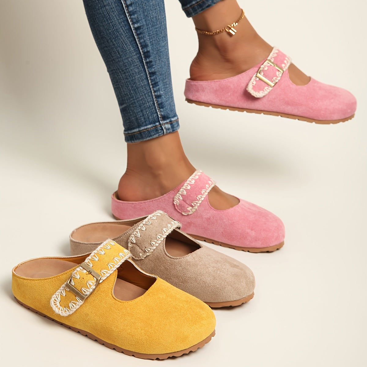 Women's Pink Slip-On Platform Sandals with Cushioned EVA Sole and Bow