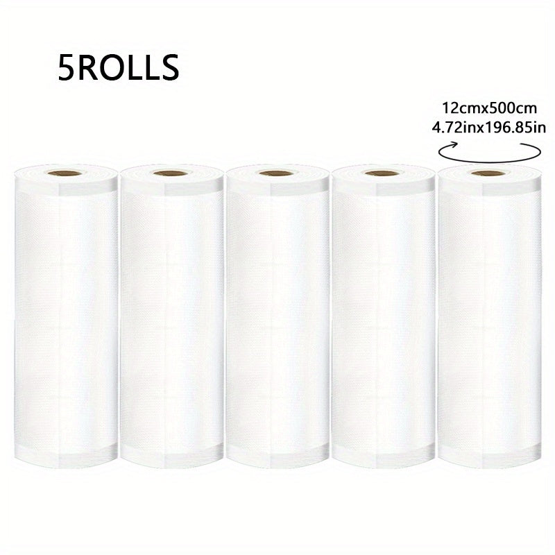 5 dona BPA-siz vakuum yopishqoq paketlar, 5 m og'ir yuk ko'taruvchi rulon, saqlash va pishirish uchun