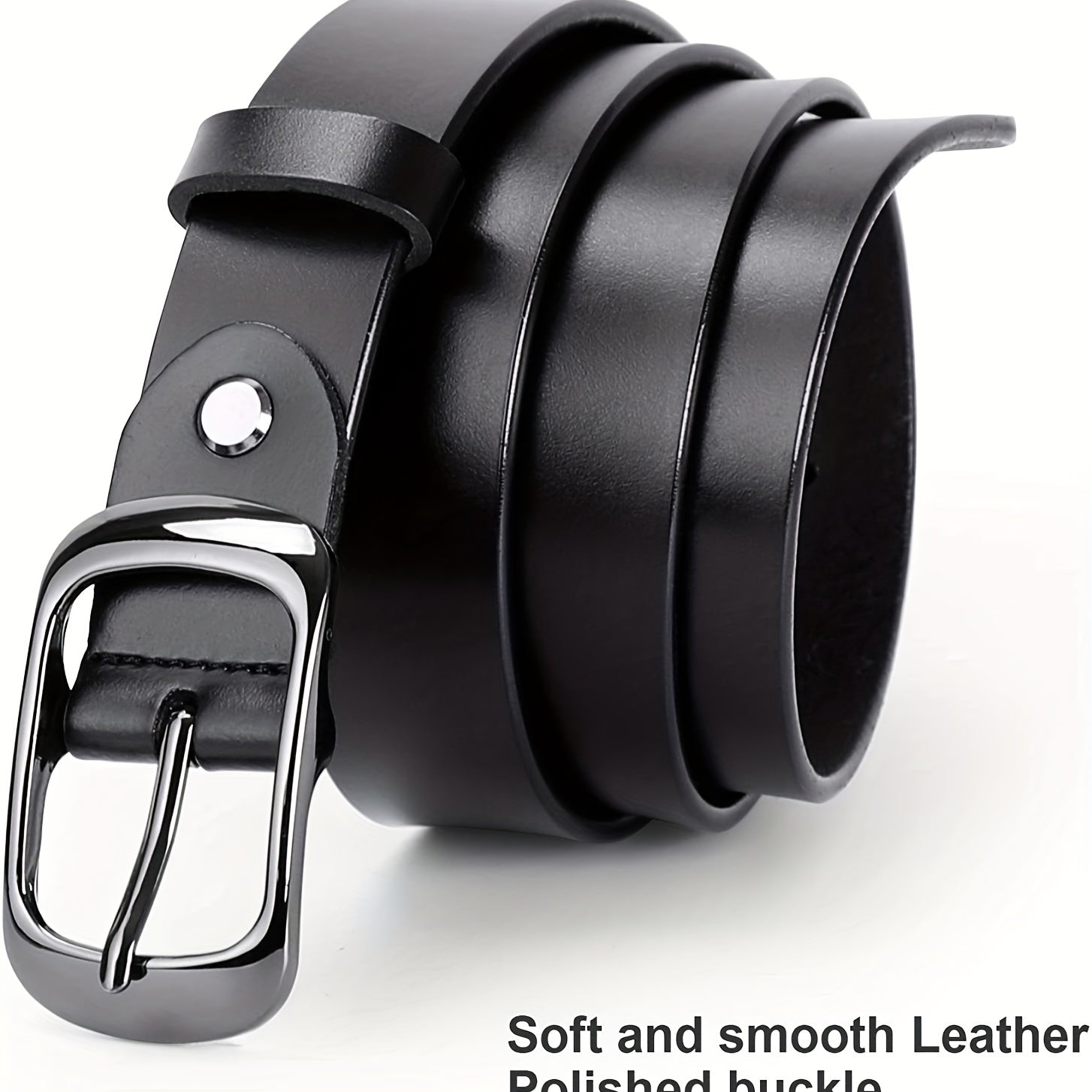 Женский кожаный ремень большого размера с отполированной пряжкой для повседневных джинсов и брюк