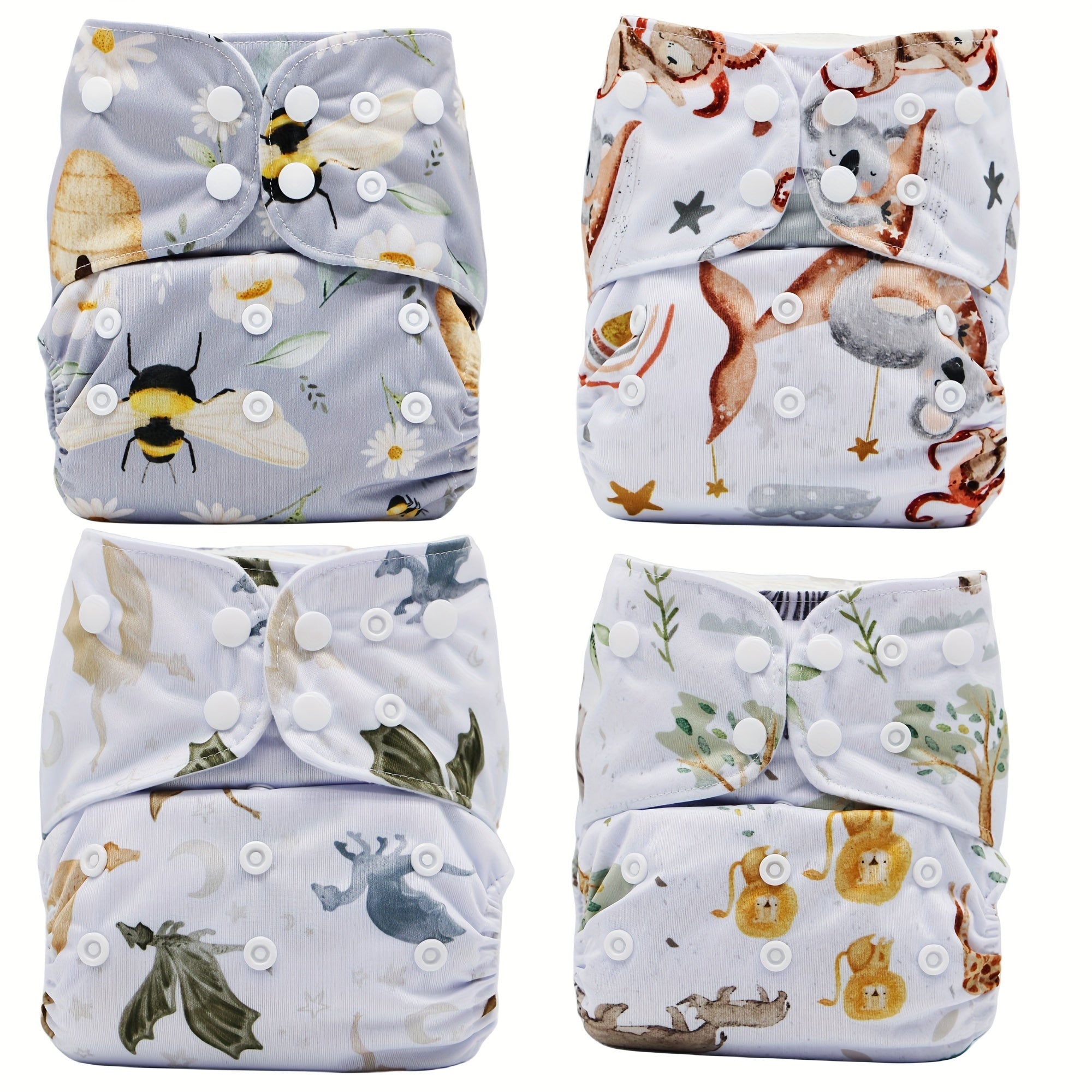 Reusable Waterproof Cloth Diapers for Infants to Toddlers 3-15kg Adjustable