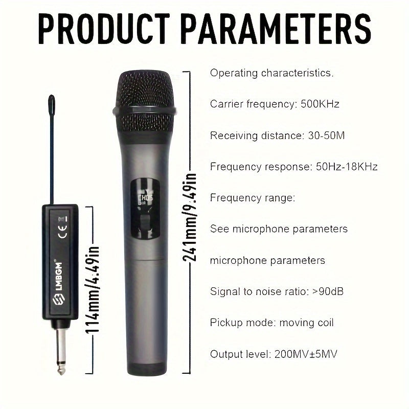 Wireless Microphone System for Home Use Black Rechargeable Lithium Battery