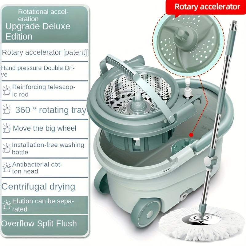 Stainless Steel Spin Mop and Bucket Set for Hardwood Tile Floors