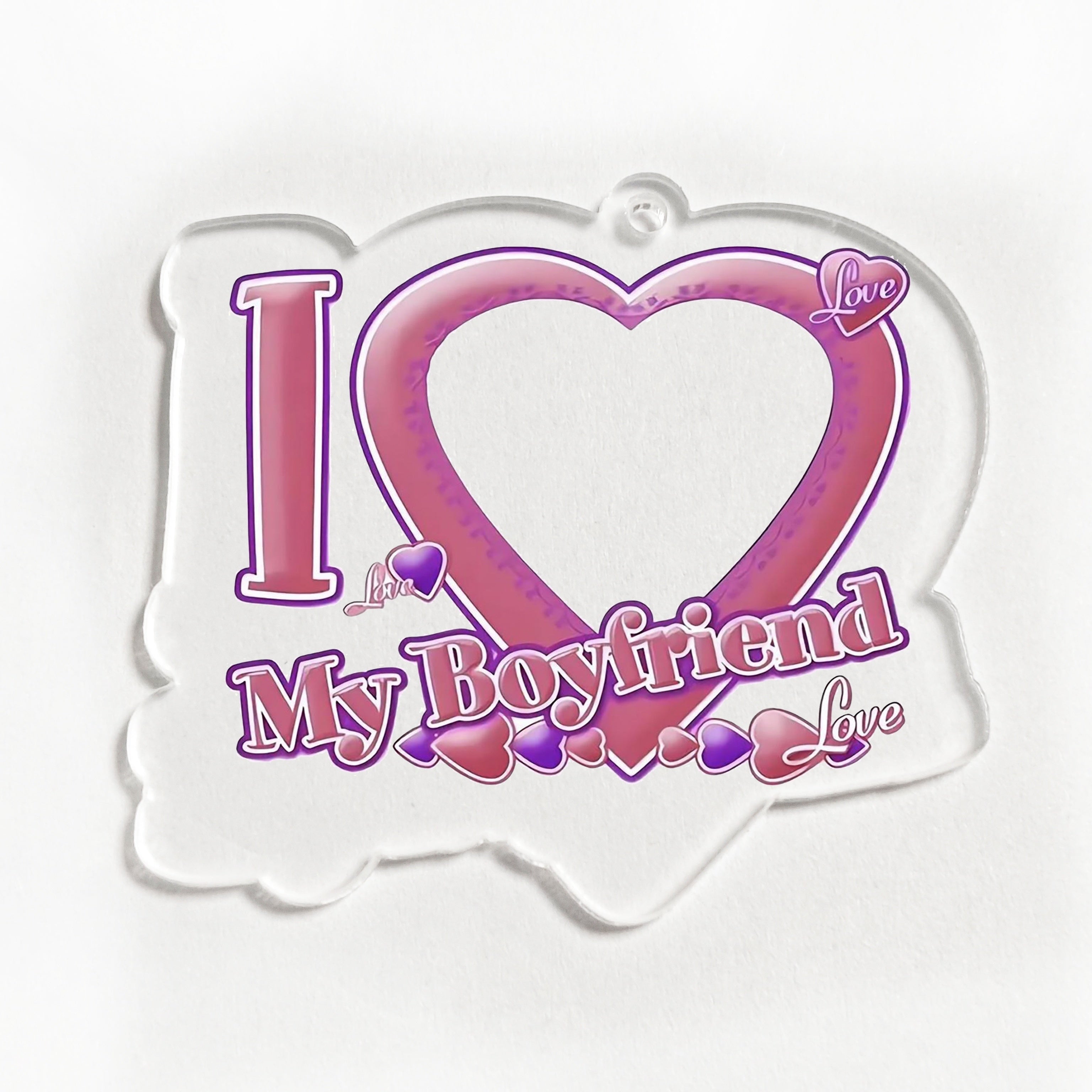 Personalized Acrylic Heart Keychain with UV Portrait and Alphabet Theme for Valentine's Day