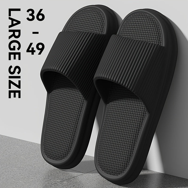 Men's Oversized EVA Slides with Thick Soft Non-Slip Sole for Indoor Beach and Relaxation Black