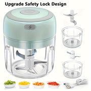 Electric Mini Garlic Chopper 250ml Food Processor Stainless Steel Blade USB Rechargeable