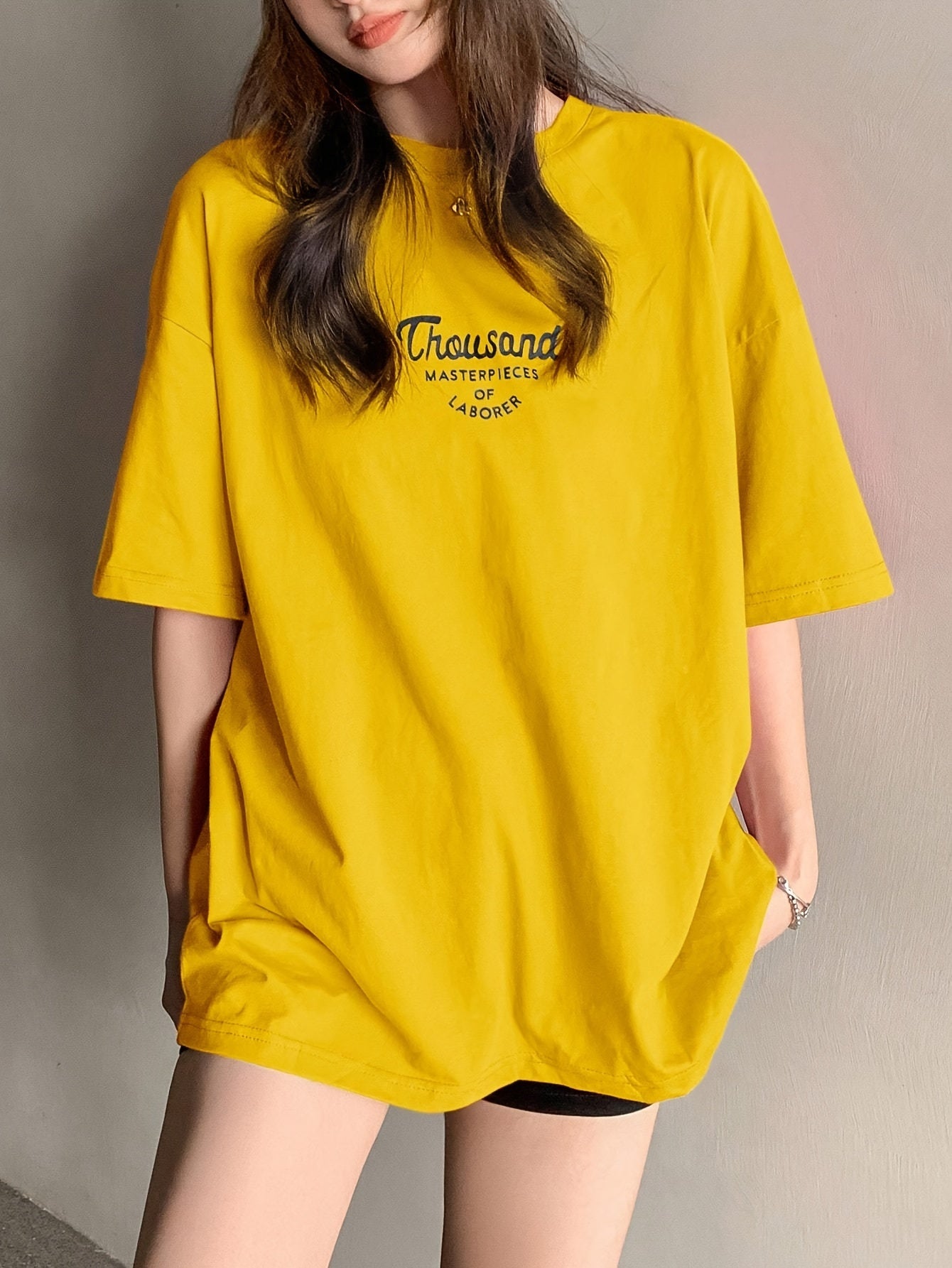 Camiseta de manga larga para mujer con estampado de letras, camiseta de verano casual de punto