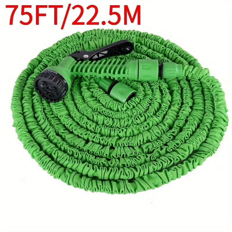 Универсальный выдвижной садовый шланг с распылителем, прочный резиновый материал для мойки автомобилей под высоким давлением и орошения. Совместим со стандартами резьбы в Европе и Америке, доступен в