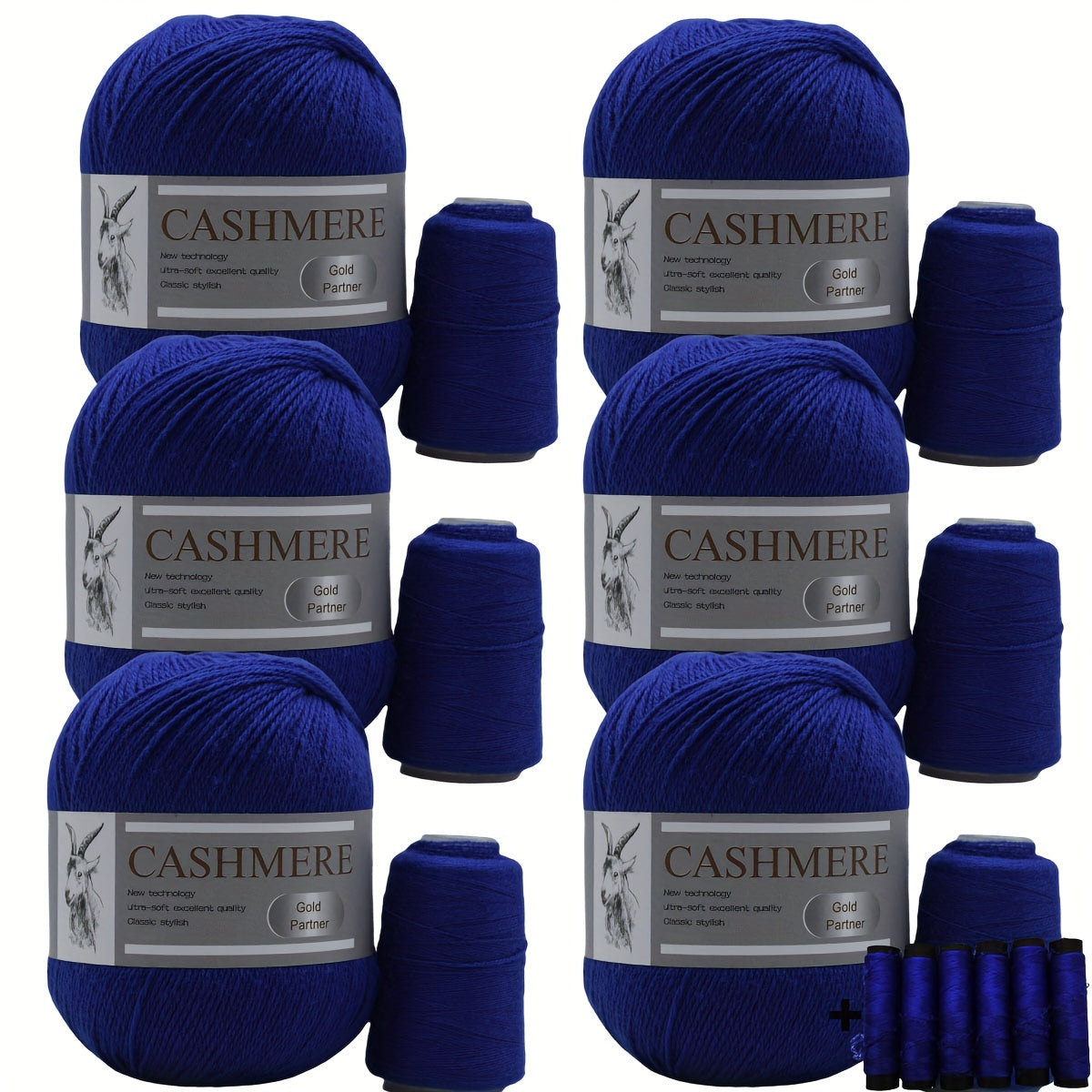 Luxurious Cashmere Yarn Set for Knitting and Crocheting Multicolored 6-Pair Bundle