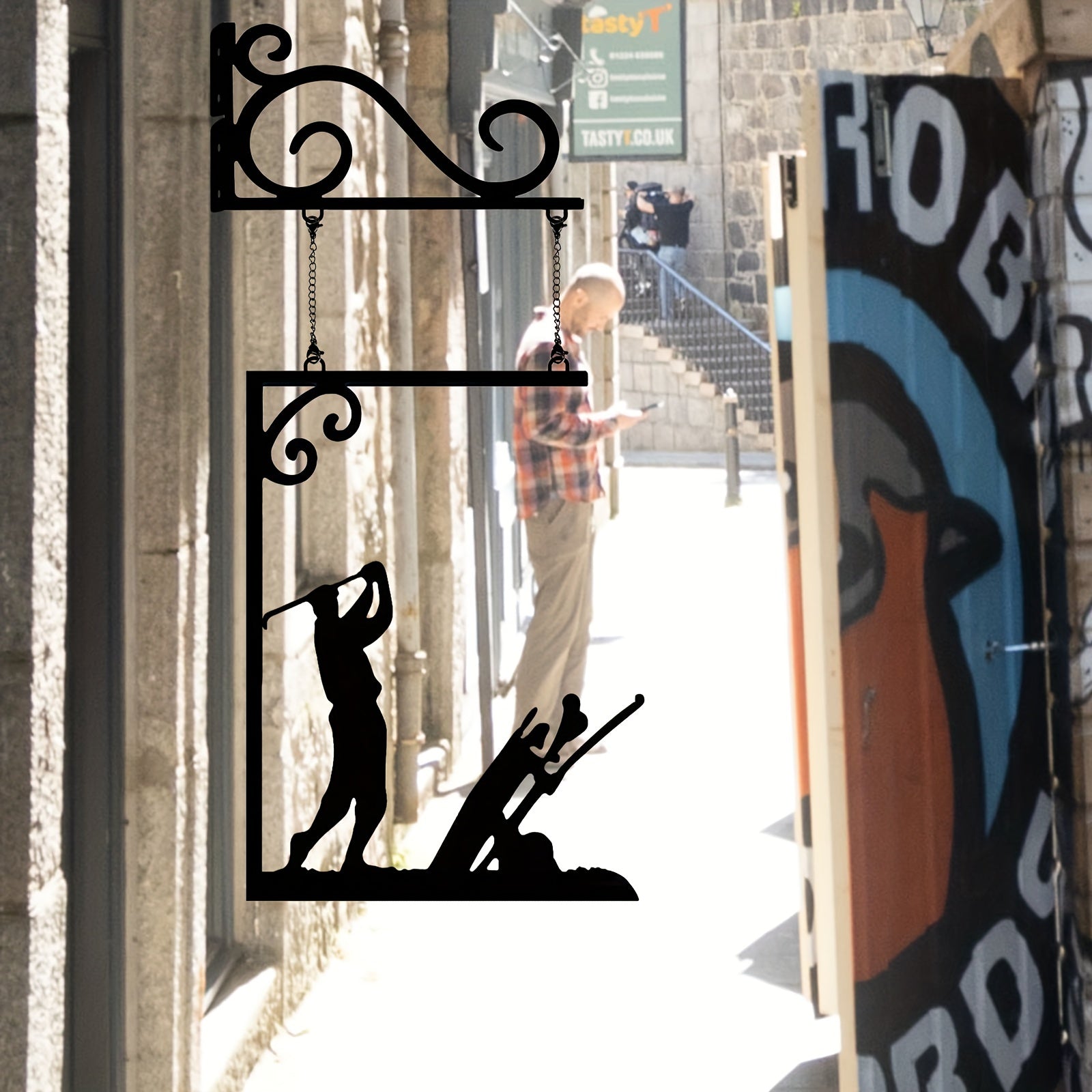 Metall Halloween Golf Maydoni Eshik Belgisi Ornament - Golf Ishqibozlari uchun Yashash Xonasi, Yotoqxona, Porch yoki Hovli Devorlarini Bezaklash uchun Yaratilgan Yaratilish.