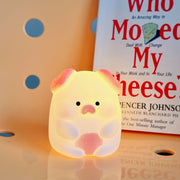 Luz nocturna de cerdito adorable, suave y flexible, decoración para dormitorio, regalo