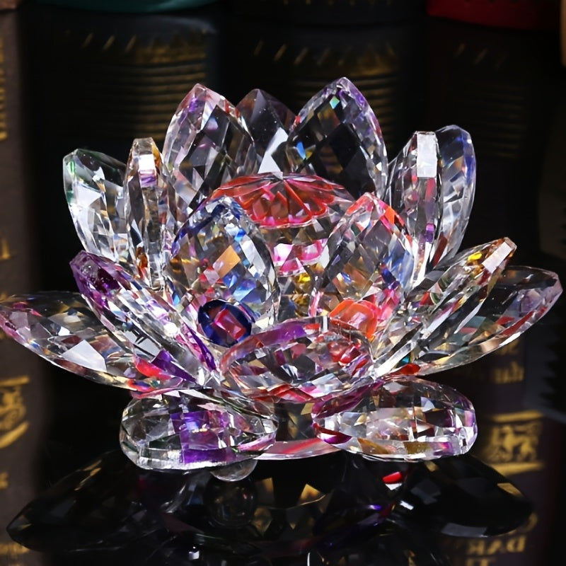 Crystal Lotus Ornament for Home and Desk Decor Handmade Decorative Sculpture