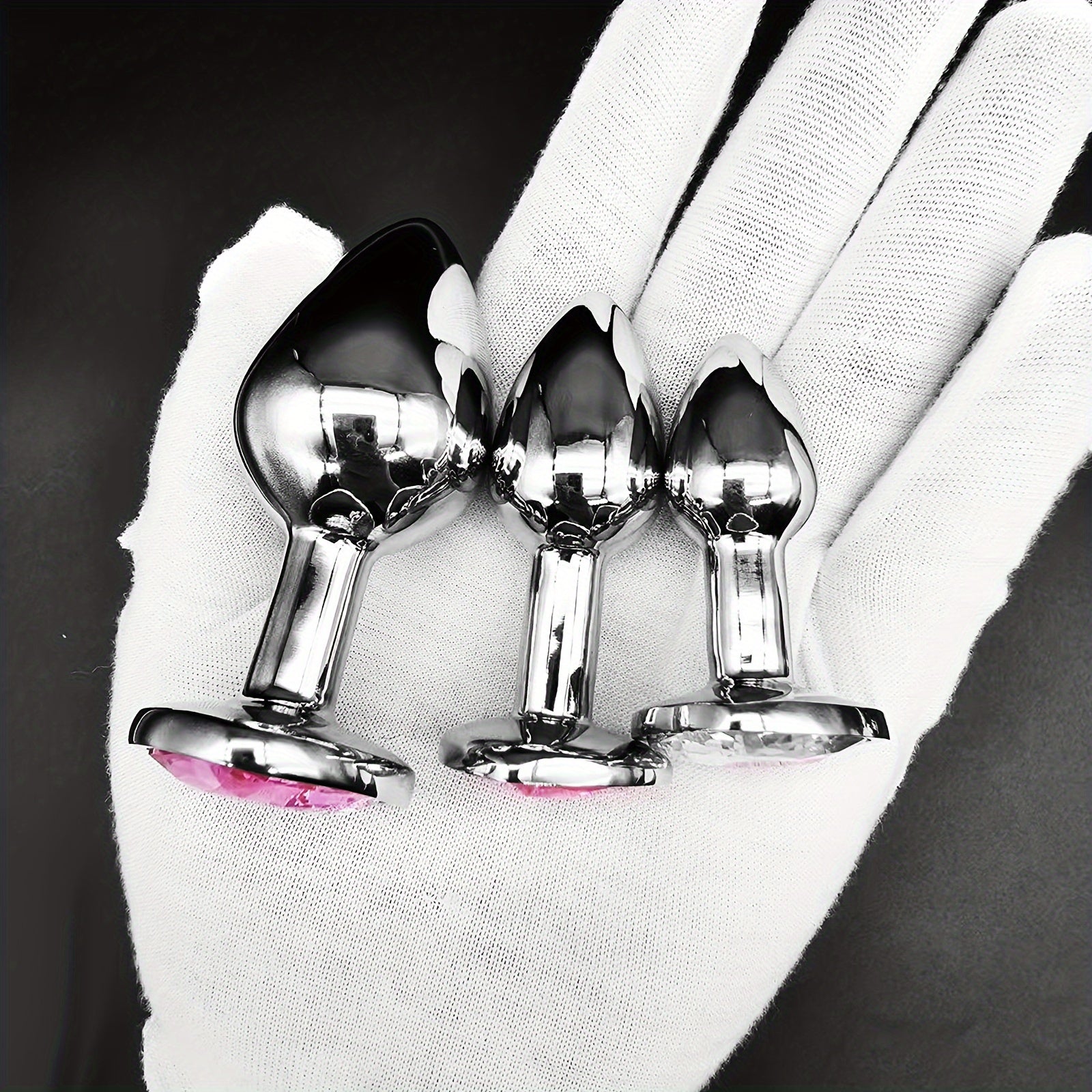 Adult Female Male Couple Stainless Steel Anal Plug with Rose Gem Beads