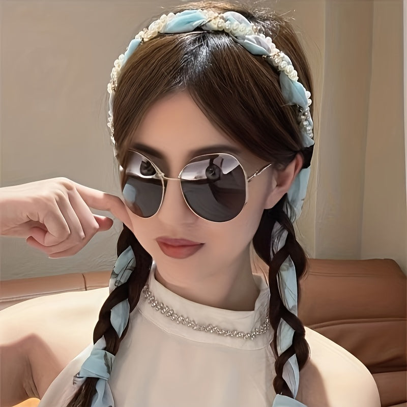 Women's Floral Ribbon Hairband with French Style for Elegant Summer Look