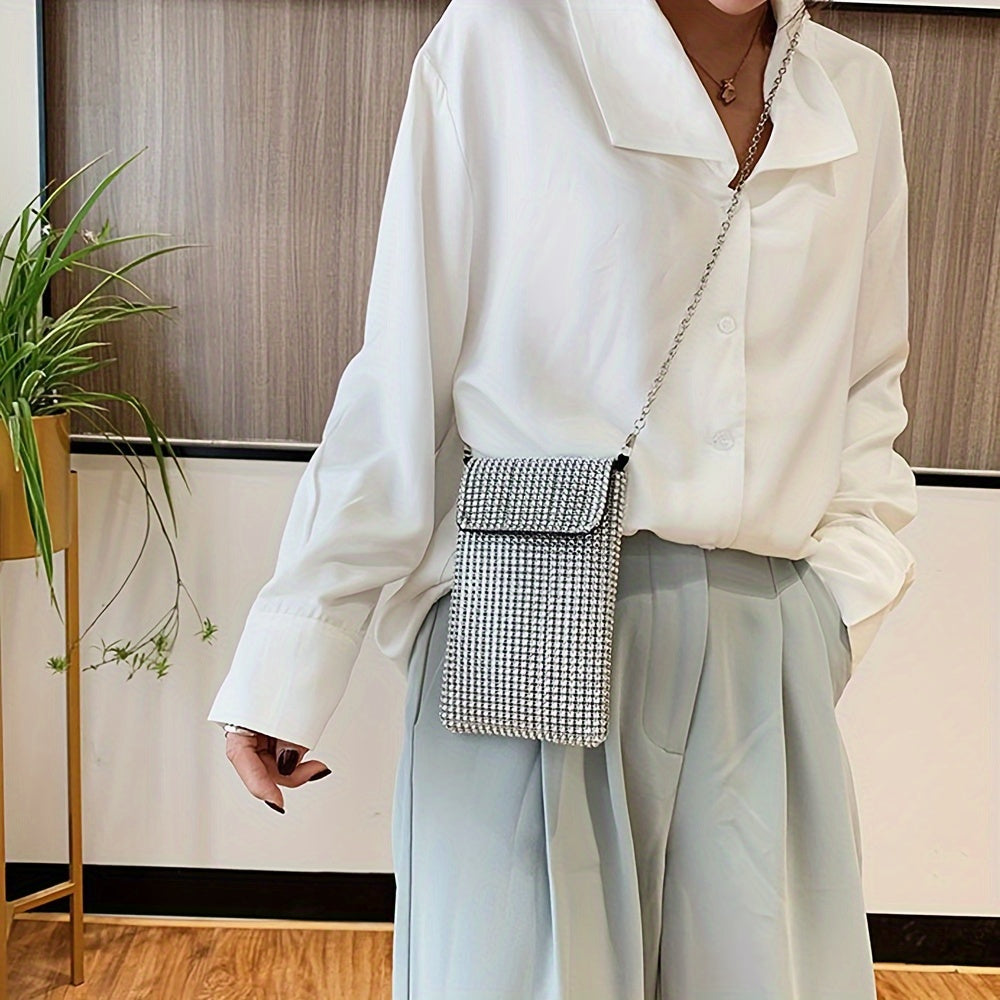 Клатч через плечо с стразами для iPhone и Samsung.