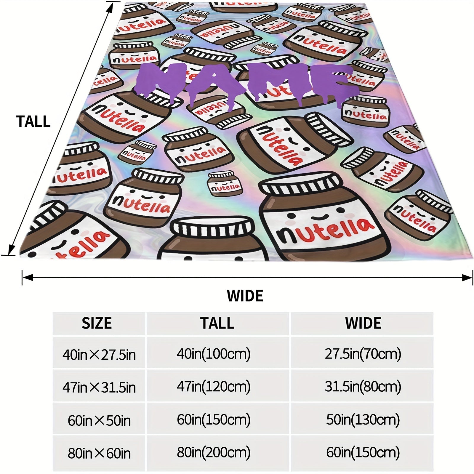 Custom Cartoon Nutella Pattern Flannel Fleece Blanket for Bed Couch Camping