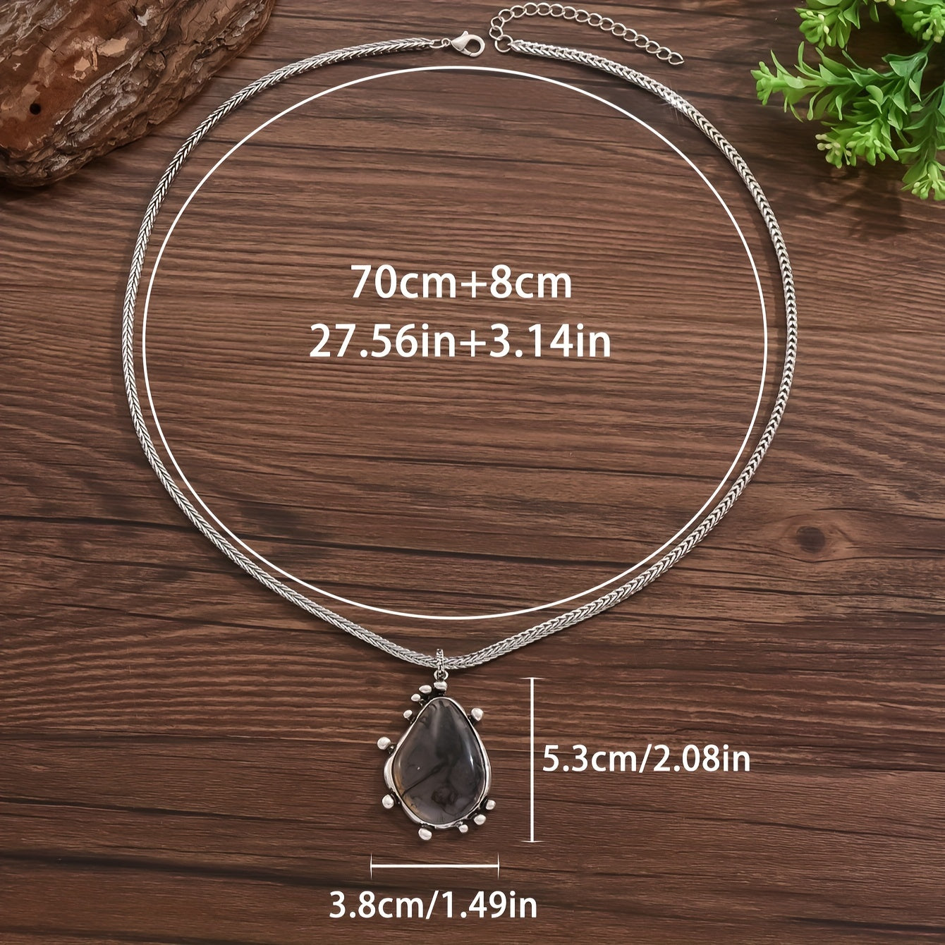 Vintage kumush Herringbone zanjirli taqinchoq, suv tomchisi pendenti va qalam gul naqshli