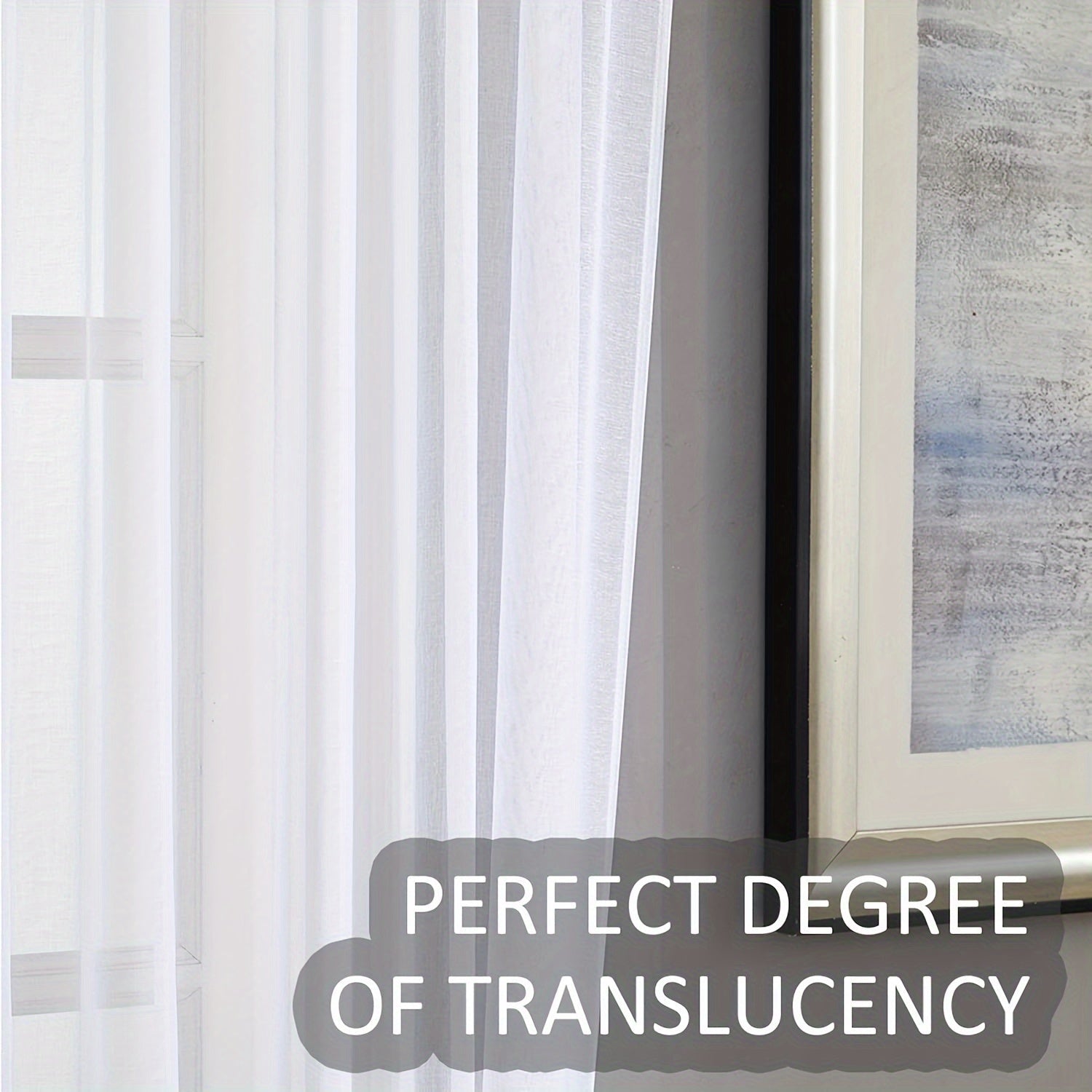 Juego de 2 cortinas de cocina semi-translúcidas con textura de lino blancas para cafetería, sala de estar y dormitorio