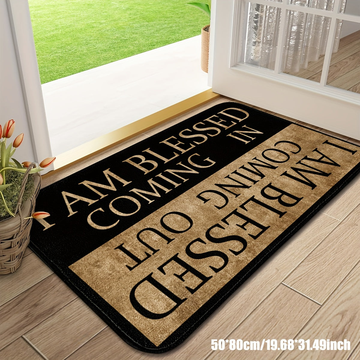 Lettering Doormat 40x60cm Non-Slip Polyester Velvet Soft Durable Entryway Rug