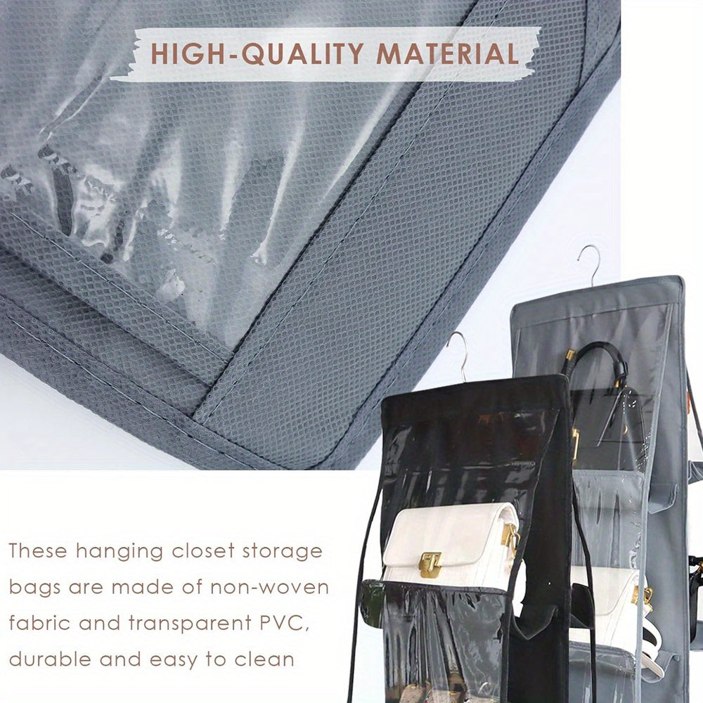 Fabric Wall Organizer with Secure Pockets for Closet Storage in Black and Dark Grey