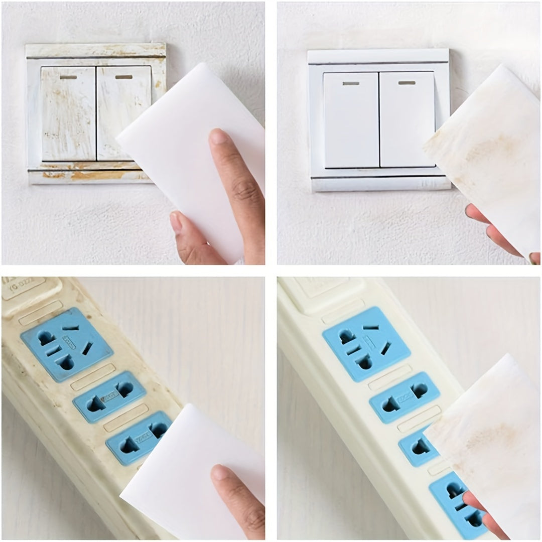 100 ta sehrli gubka to'plami - idishlar, oshxona, avtomobil, lavabo, pech, plita, plastinkalar, hammom, dush, plitkalar, devorlar va poyabzal uchun melamin ko'pik uy tozalash gubkasi - ko'p maqsadli tozalash asbobi va materiallari