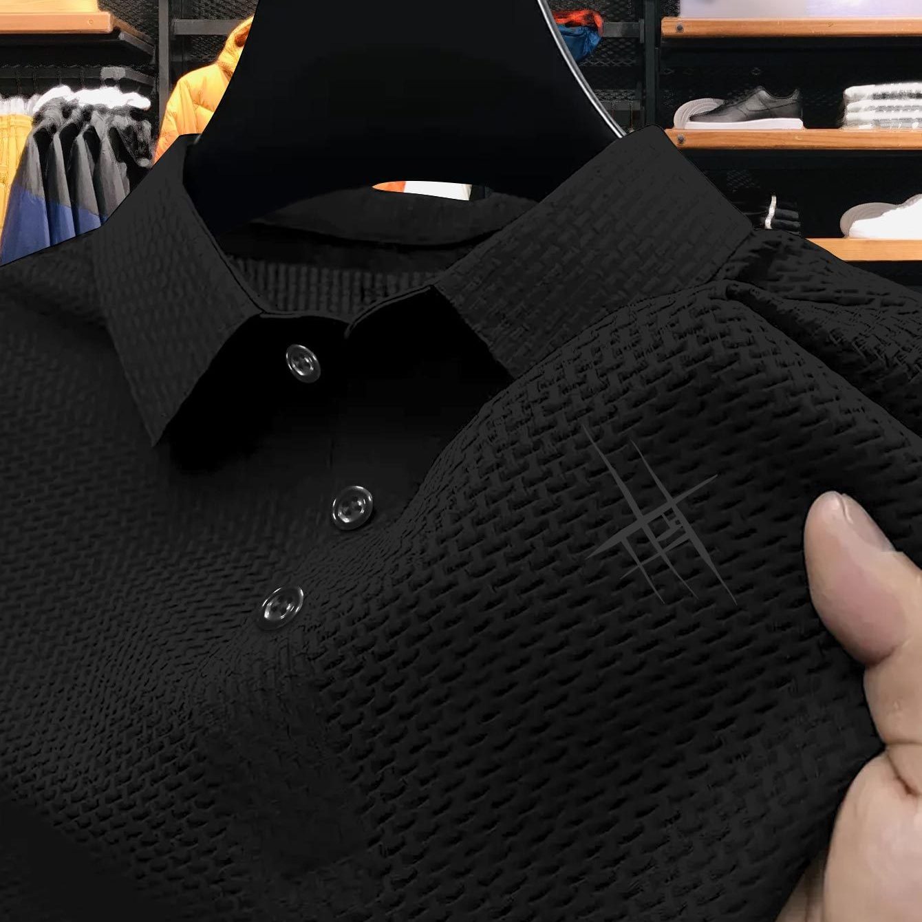 Men's Summer Shirt with Letter Print Breathable Nylon Blend Regular Fit