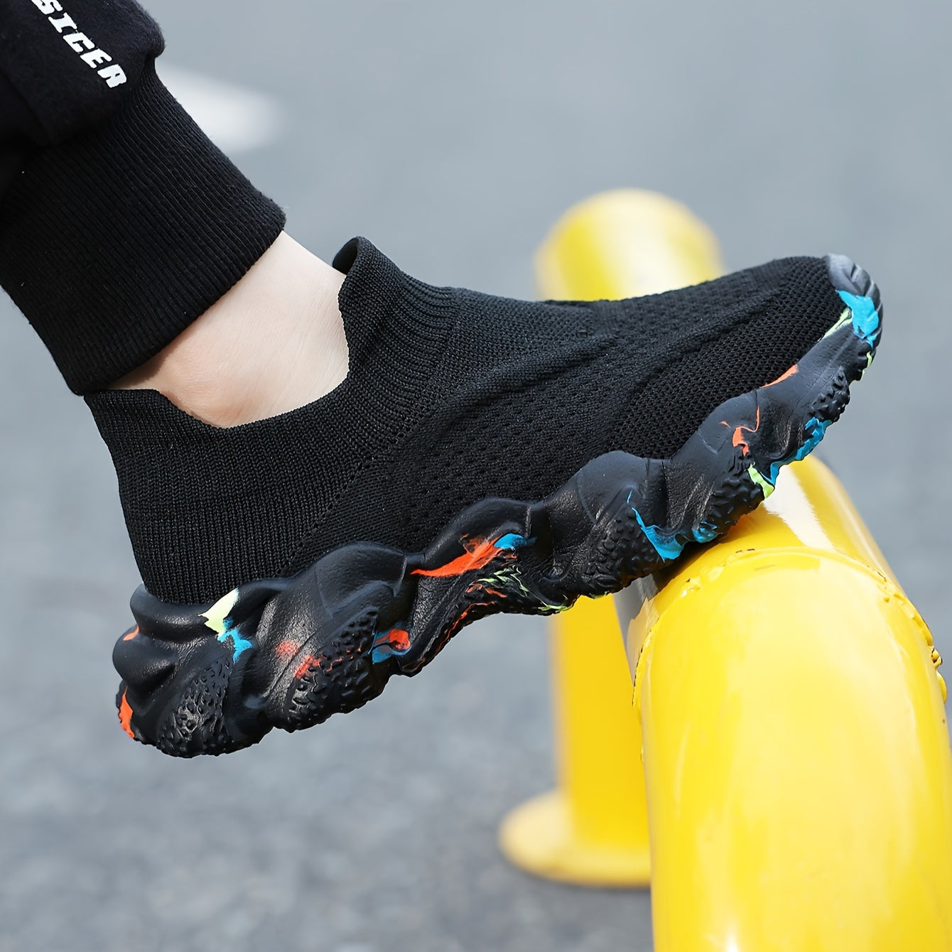 Kids Breathable Knit Slip-On Sneakers All-Season Casual Low Top EVA Fabric