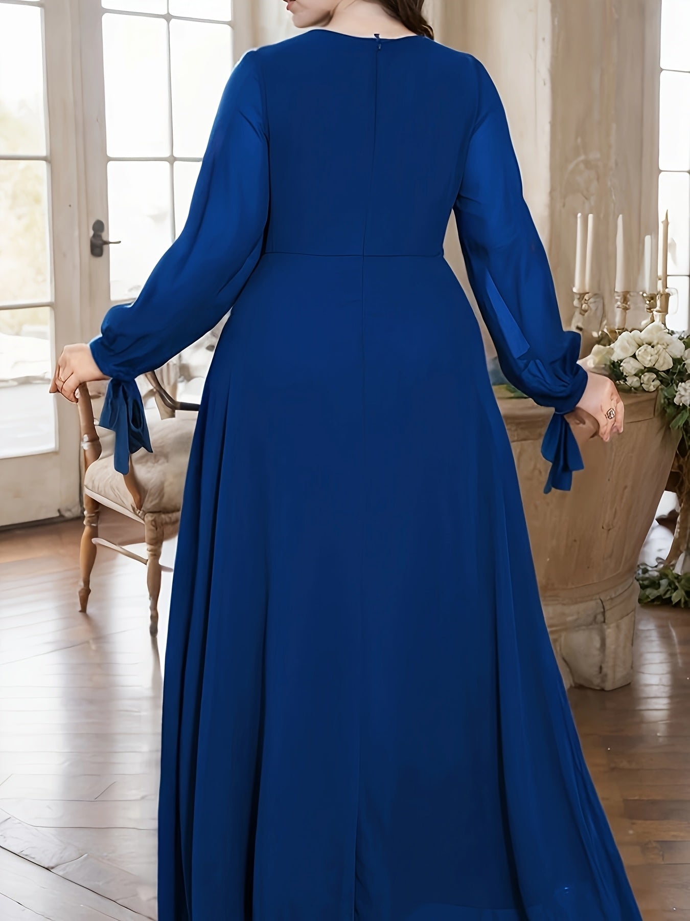 Plus Size Women's Chiffon Bridesmaid Dress with Rhinestones Purple