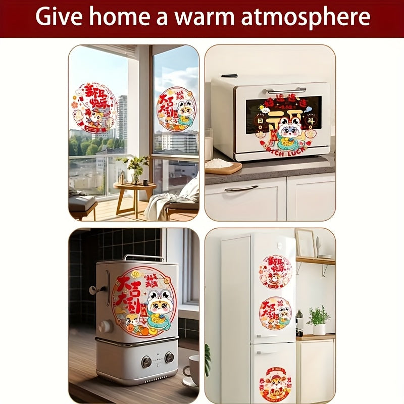 10-to'plam Xitoy Yangi Yil deraza yopishtiradigan bayramli statik stikerlar plastmassa bezaklar